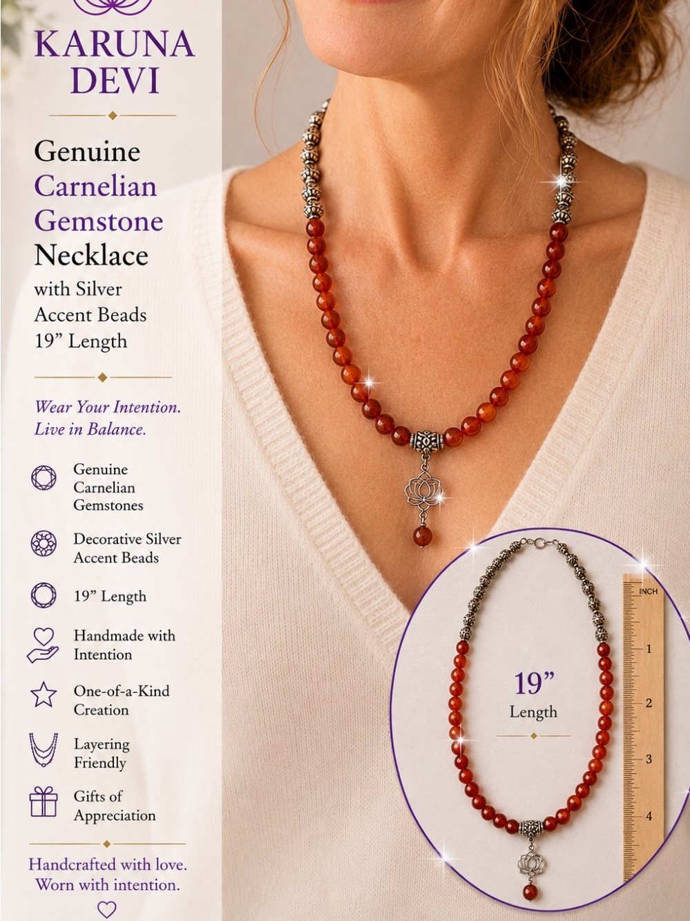 Carnelian Genuine Stone Necklace